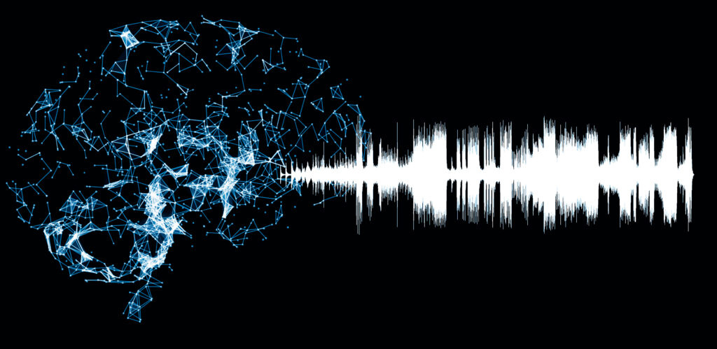 illustration,of,a,brain,and,sound,waves,on,a,blue